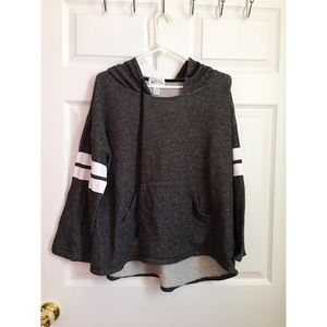 Grey and White Striped Hoodie